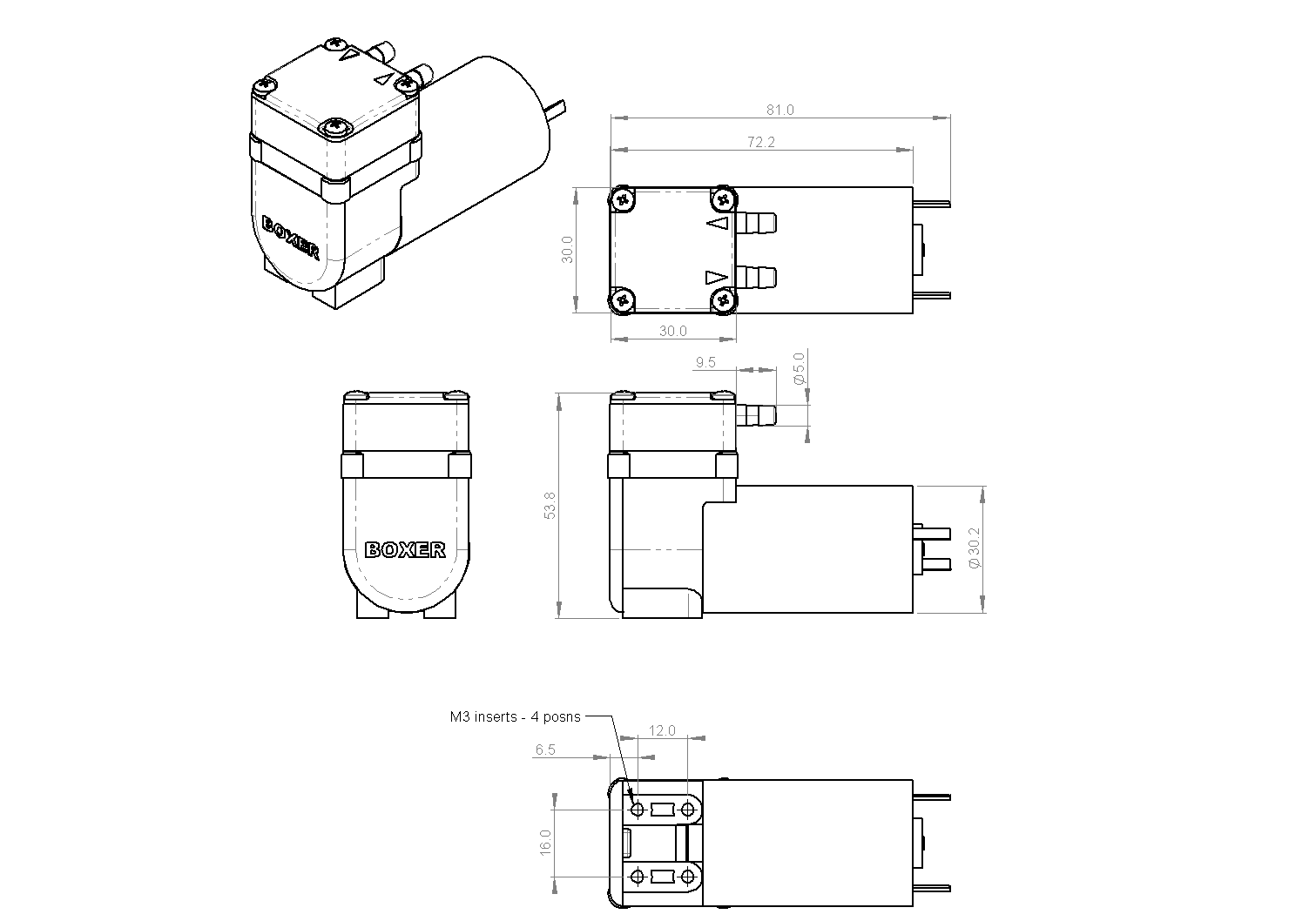 Membranpumpe 7006, 7,5 l/min, 2,5 bar, -850 mbar